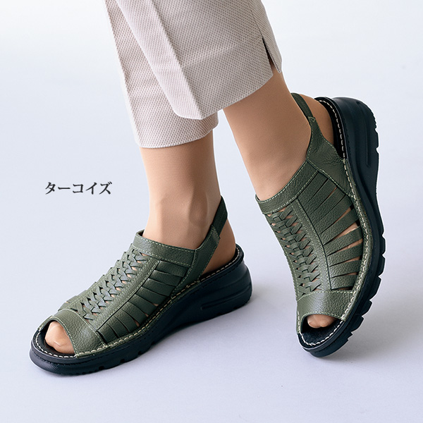ドーラ コンフォート牛革編み込みサマーシューズ Dola A・S・W